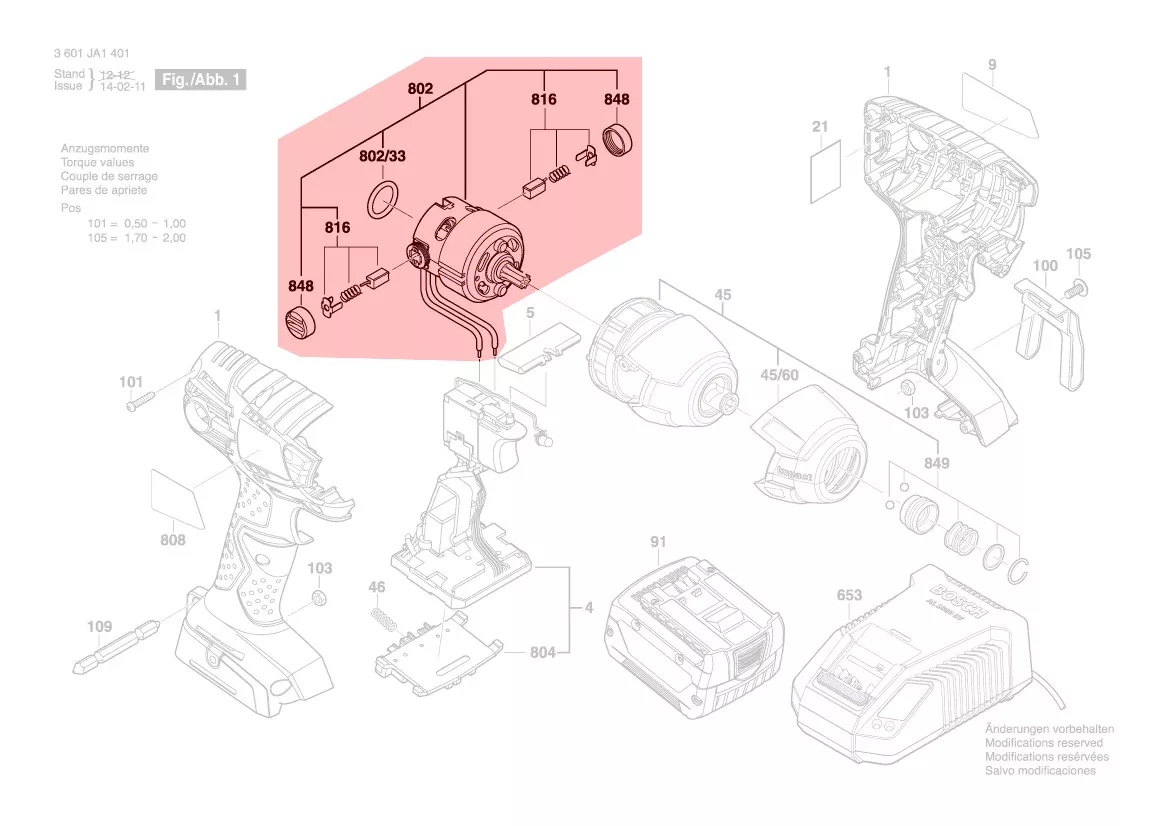Moteur courant continu 14,4 V réf. 2 609 199 275 BOSCH